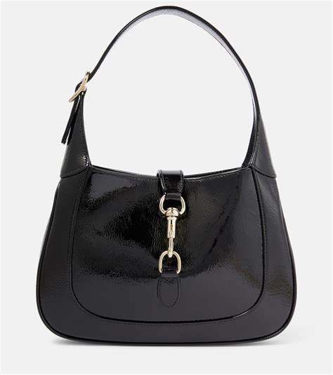 gucci sm purse blacl patentleatjer no n|GUCCI Jackie small patent.